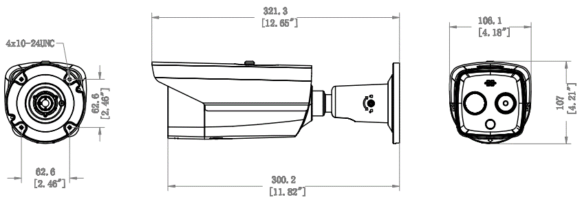 DS-2TD2617B-3/PA、DS-2TD2617B-6/PA、DS-2TD2617B-10/PA熱成像攝像機(jī)外形尺寸圖